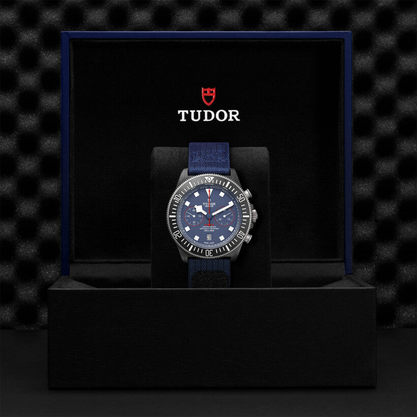 Men's Watch - TUDOR Pelagos FXD Chrono watch, titanium bezel black carbon insert, fabric strap