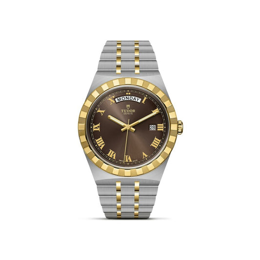 ساعة يد رجالية - TUDOR Royal watch, 41mm steel case, Yellow gold bezel