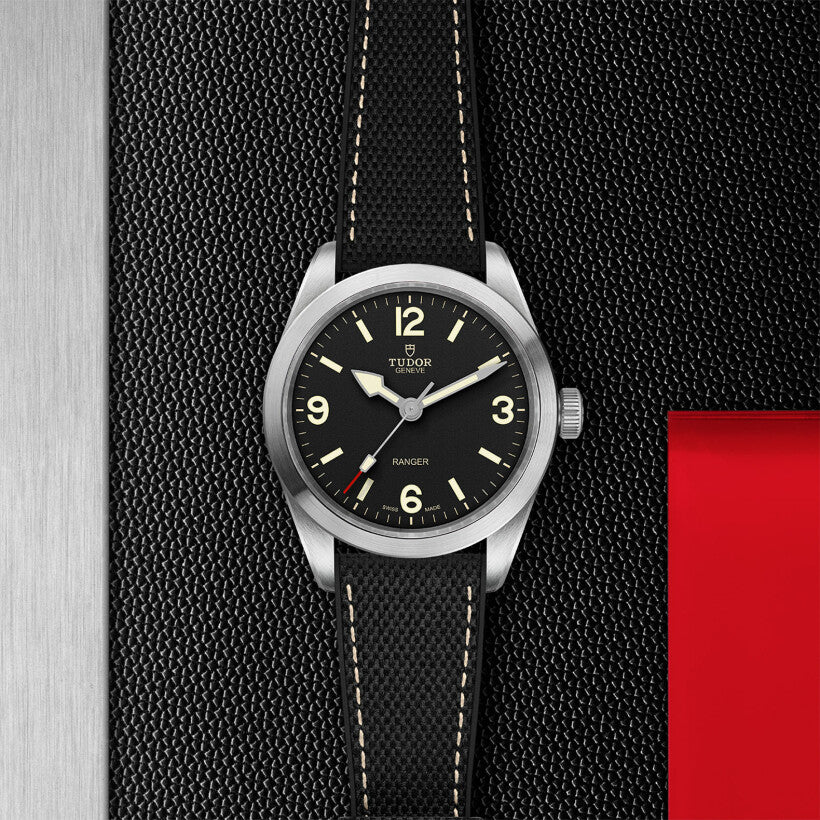 ساعة يد رجالية - TUDOR Ranger watch, 39 mm steel case, Black dial