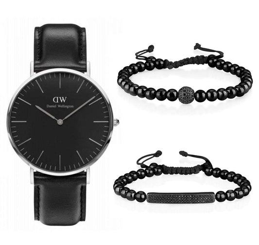 ساعة رجالية مع إسوارة عدد2  - DANIEL WELLINGTON