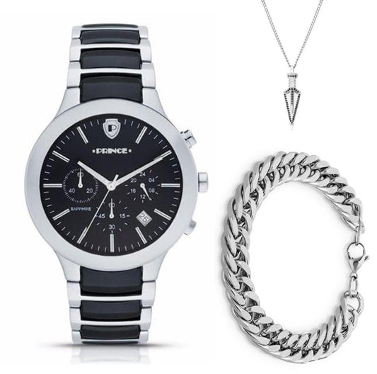 Men's watch with bracelet and necklace - PRINCE