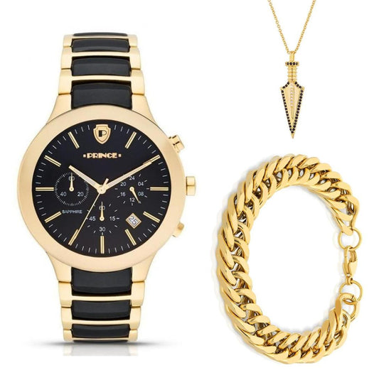 Men's watch with bracelet and necklace - PRINCE