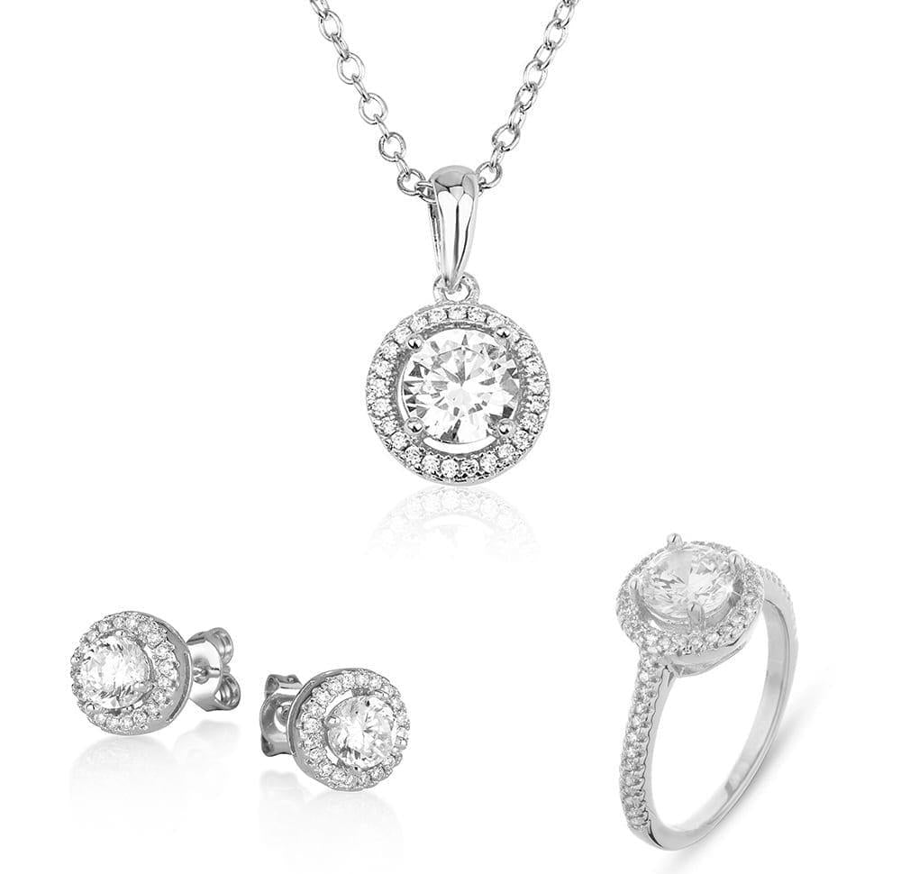 Women's silver set consisting of a necklace, earrings and a ring, 925 carats - NRESS2235