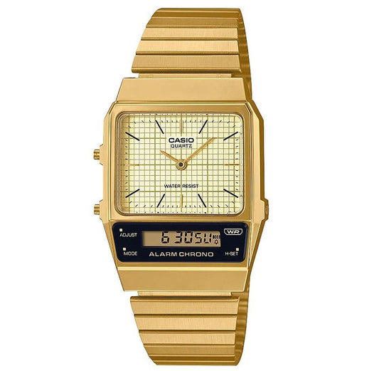 ساعة يد تناظريةورقمية نسائية ورجالية  - CASIO  aq800eg-9a