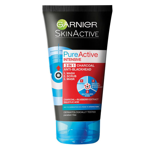 Garnier Pure Active 3 in 1 Charcoal Blackhead Mask 150ml