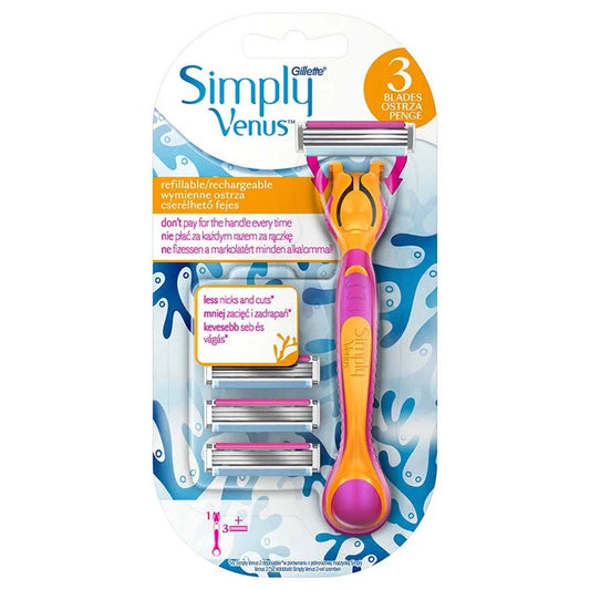 Gillette Simply Venus Handle Women's Razor 1 Handle + 3 Refills